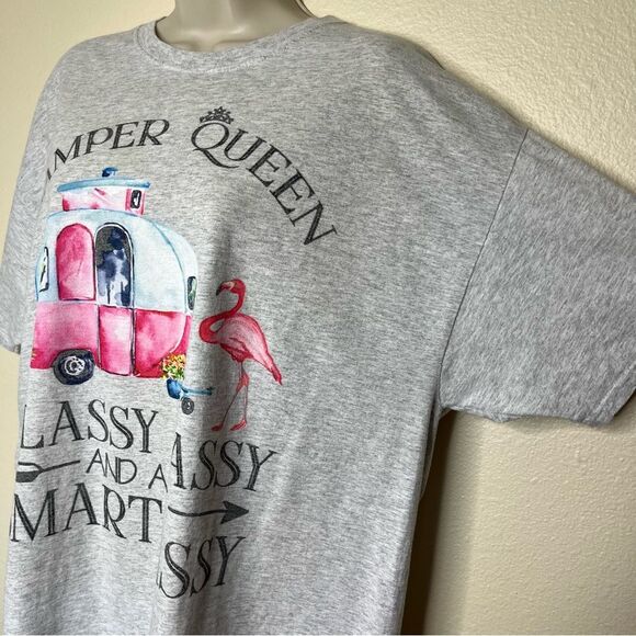 Fruit of the Loom Camper Queen Heather Gray Crew Neck Short Sleeve Tee Women XL - Picture 5 of 12